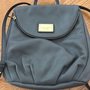Marc Jacobs Grey Leather Backpack with Gold Hardware